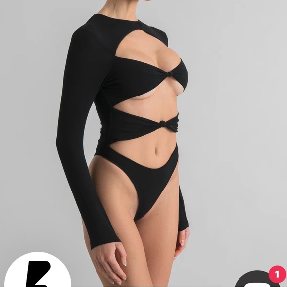 NWT bodssy cutout black bodysuit sz XS - Picture 4 of 16